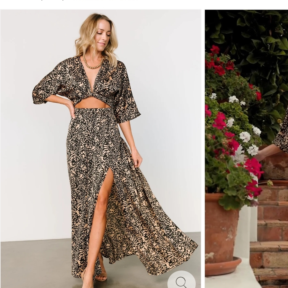 Baltic Born Chic Black and Tan MORLANA Maxi Dress